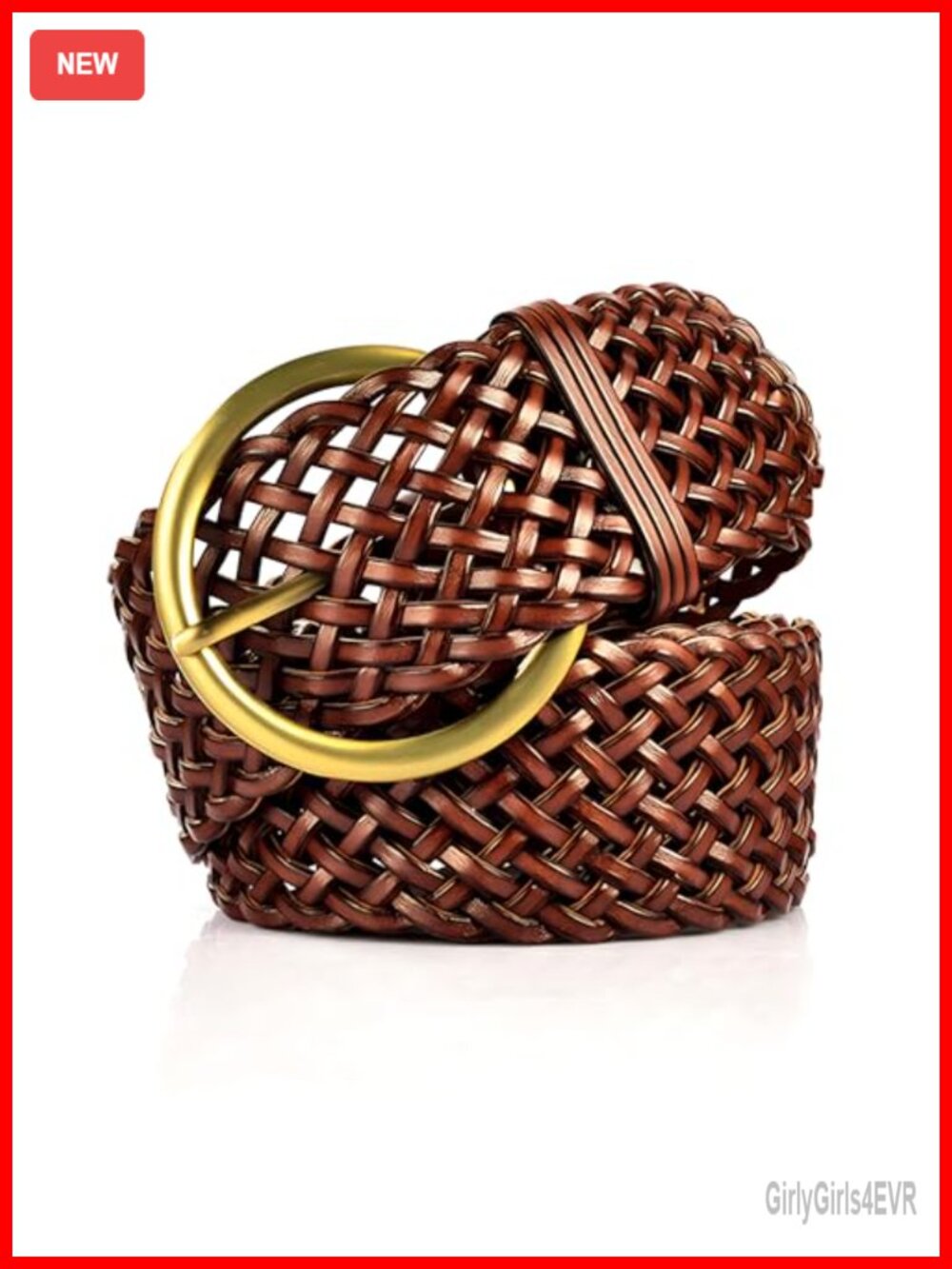 Wide Braided Faux Leather Belt Hand Made Soft Woven Waistband Round Pin Buckle